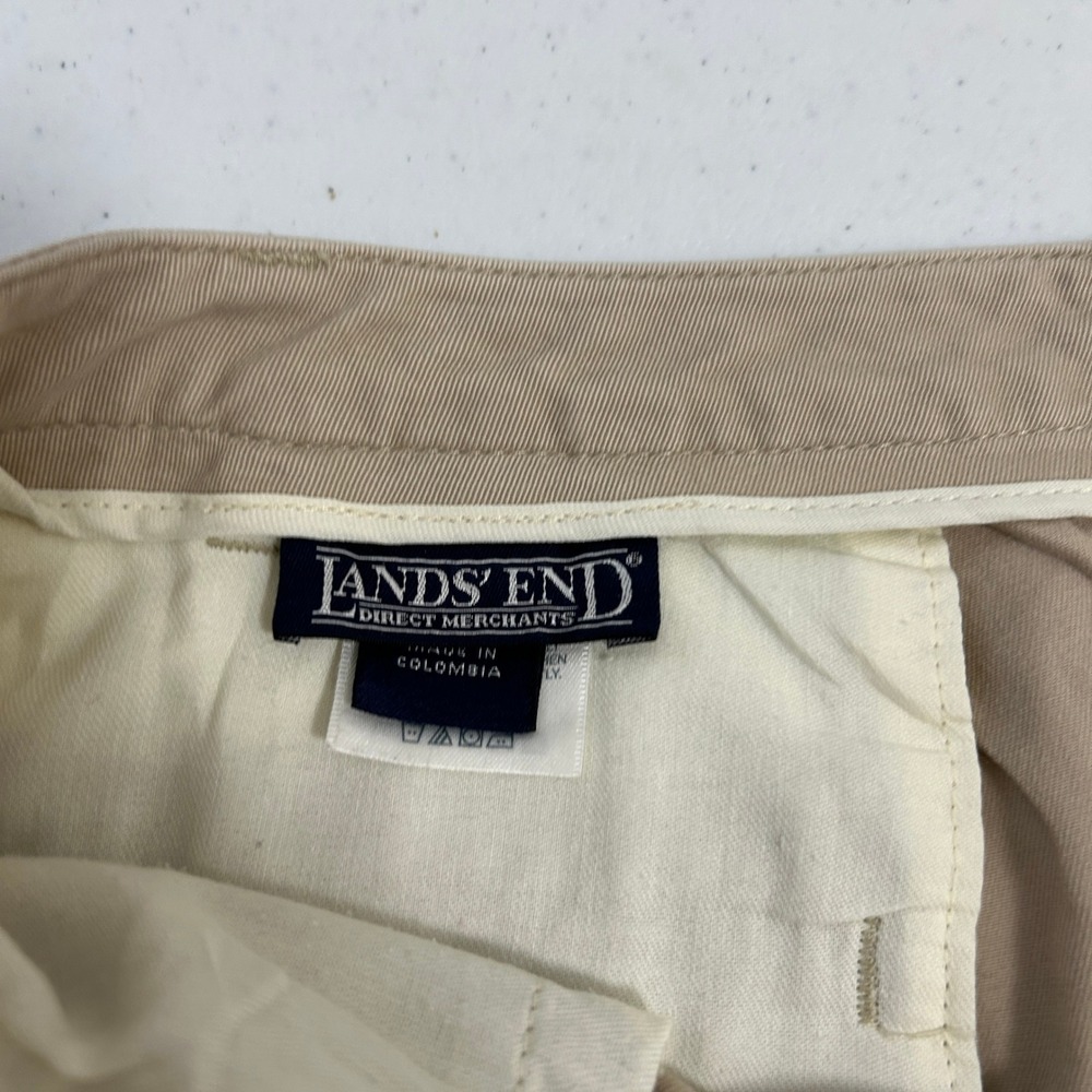 Lands End Khaki Chino Skirt Womens 14 Petite Tan Cotton Twill Straight Fit - Picture 3 of 7